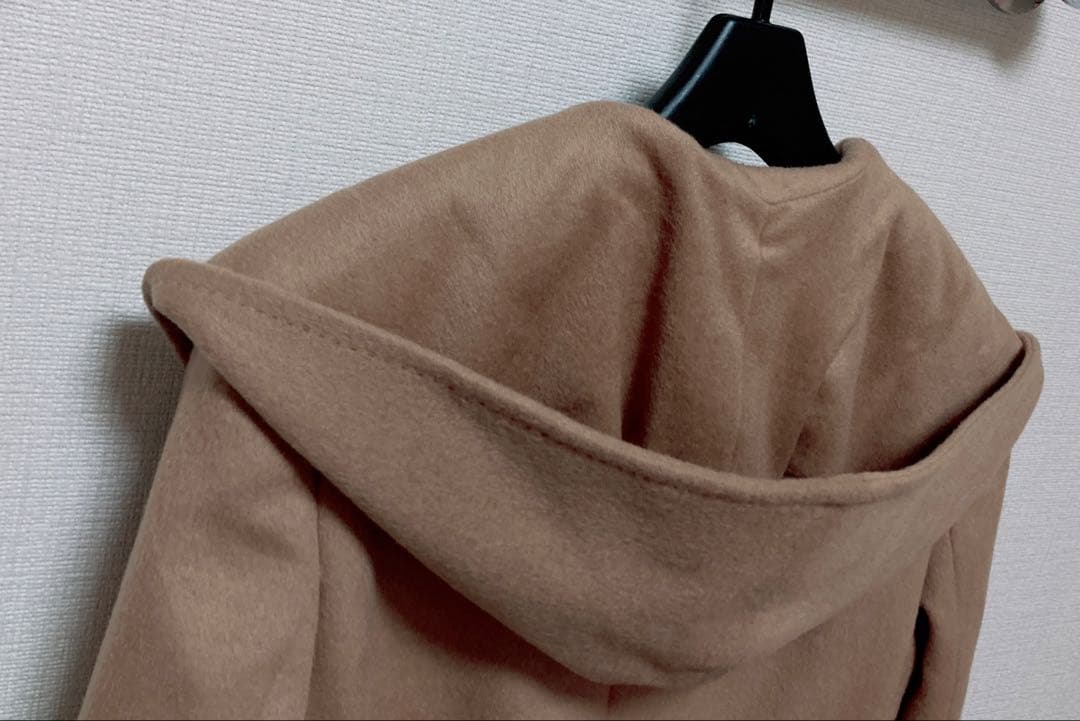 美品 23区 羊毛✖️アンゴラ ビーバーフーデットコート キャメル40 Lサイズ