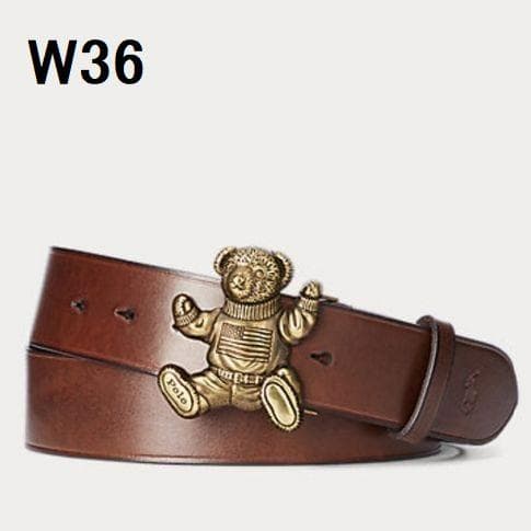 ポロ ラルフローレン ポロベア レザー ベルト W36 (91cm) ブラウン