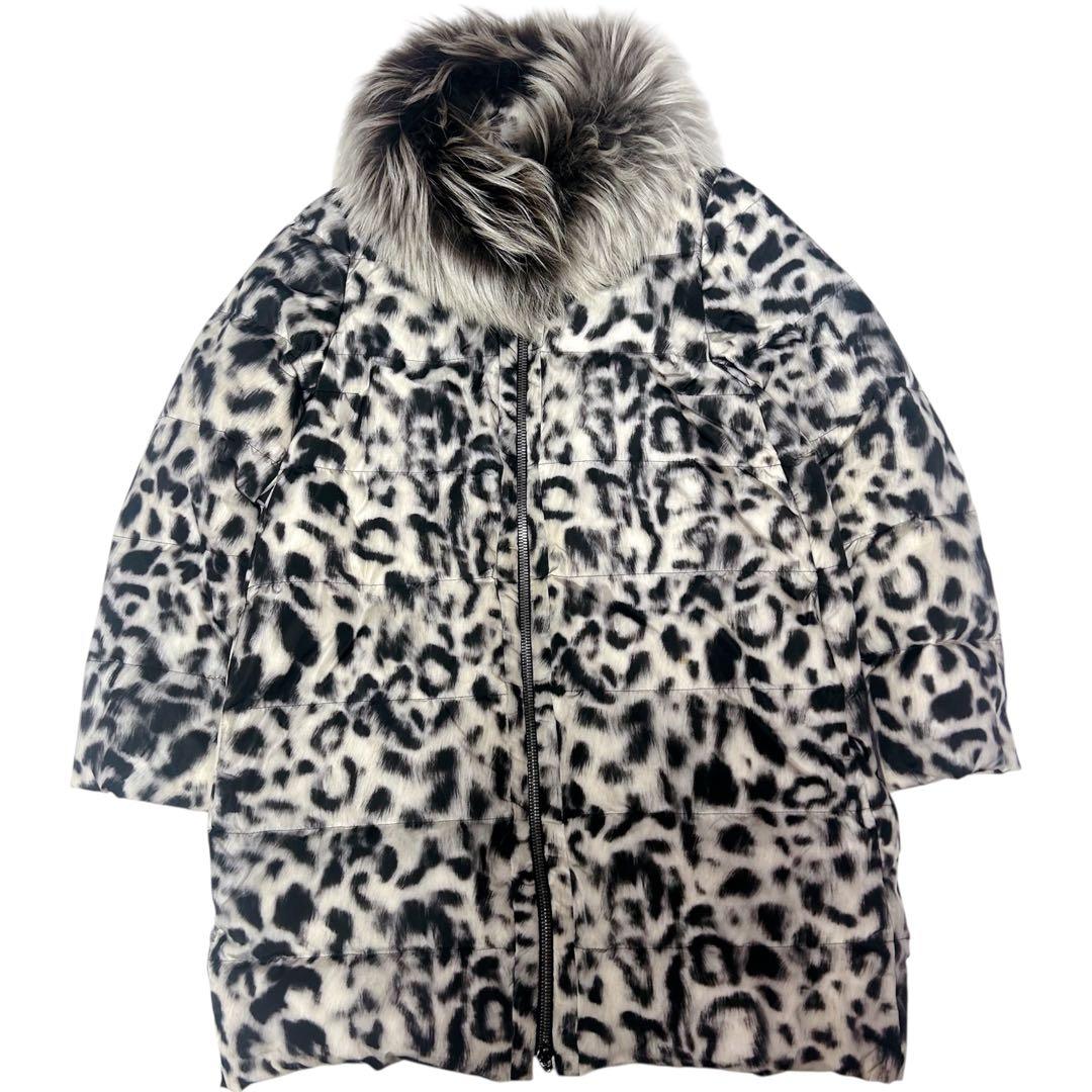 ✨超希少✨ MONCLER GAMME ROUGE ファーダウンコート 1 モンクレールガムルージュ ファーダウンコート レオパード柄