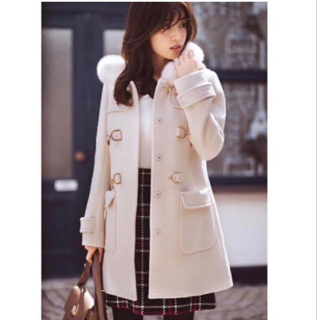 さえこさん風 LAISSE PASSE フード付きダッフルコート36 ミドル丈