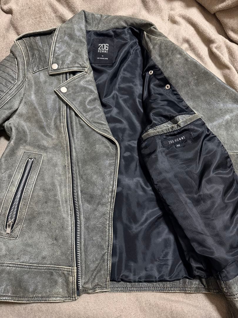 美品 206 HOMME グレー 限定 ヤギ革 レザーダブルライダース
