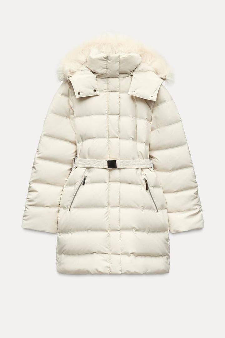 zara WIND PROTECTION セミロング丈フード付きダウンジャケット - メルカリ