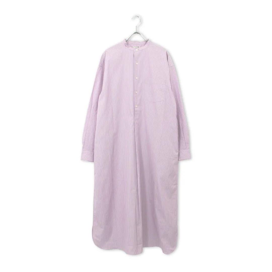 新品】LENO リノ バンドカラーシャツワンピース ピンク 00（ストライプ