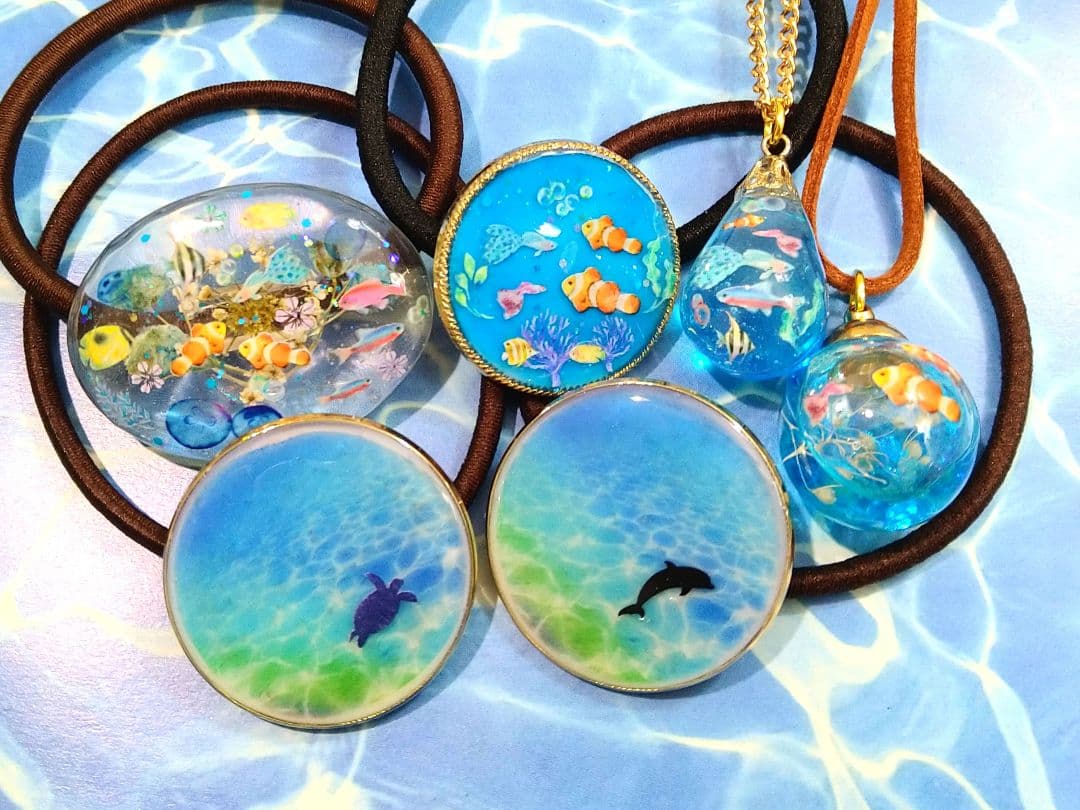 ❤️チャルメラ❤️星の海　小さな水族館　Sea drop✩。°ネックレス 星海の漣を彷徨うくじらの涙 ネックレス – 宙フェス夜市