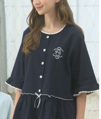 新品】ナルエー 綿100％サッカー 刺しゅうアクセント パジャマM〜L