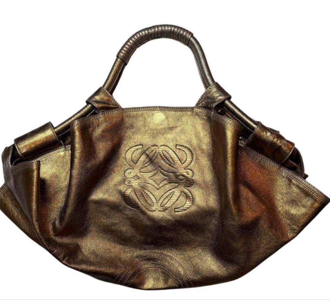 LOEWE アナグラム ナッパアイレ ラムレザー ハンドバッグ ブロンズ