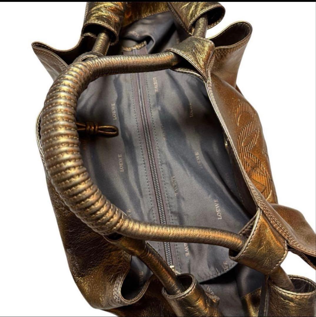 LOEWE アナグラム ナッパアイレ ラムレザー ハンドバッグ ブロンズ