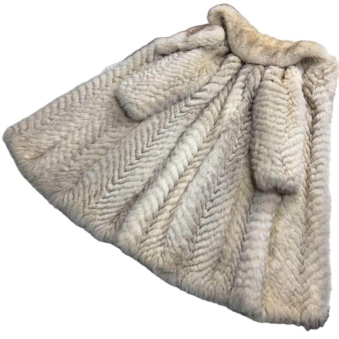 総丈112cm エンバ ブルーフォックス ロング丈 リアルファーコート L相当