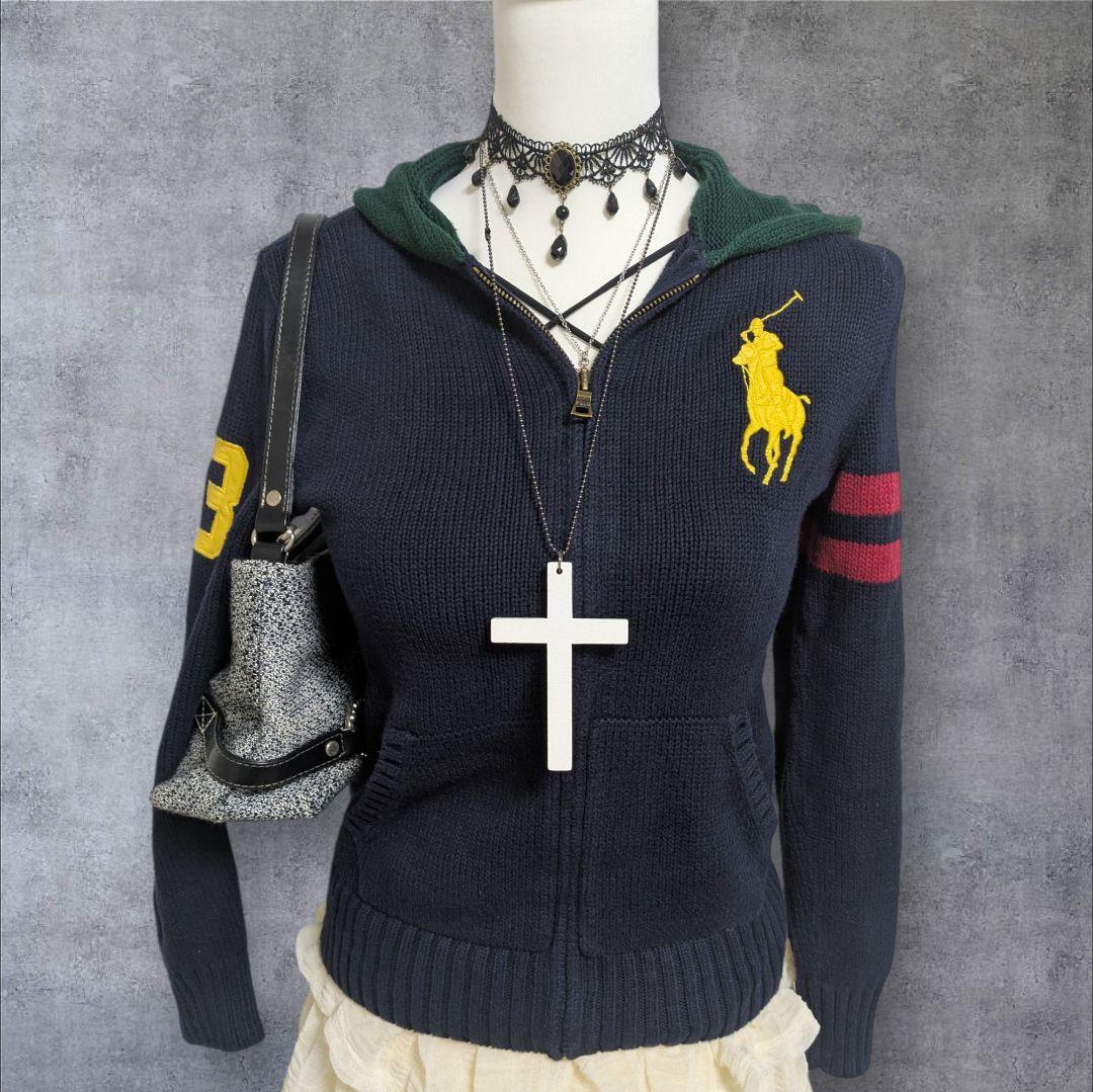 ラルフローレン ニット ジップパーカー ビッグポニー y2k 平成ギャル