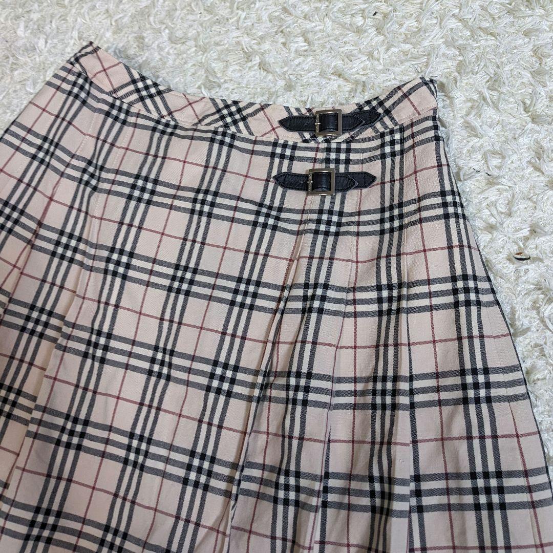 バーバリー ロンドン ノバチェック プリーツ ベルト スカート ゴム 160