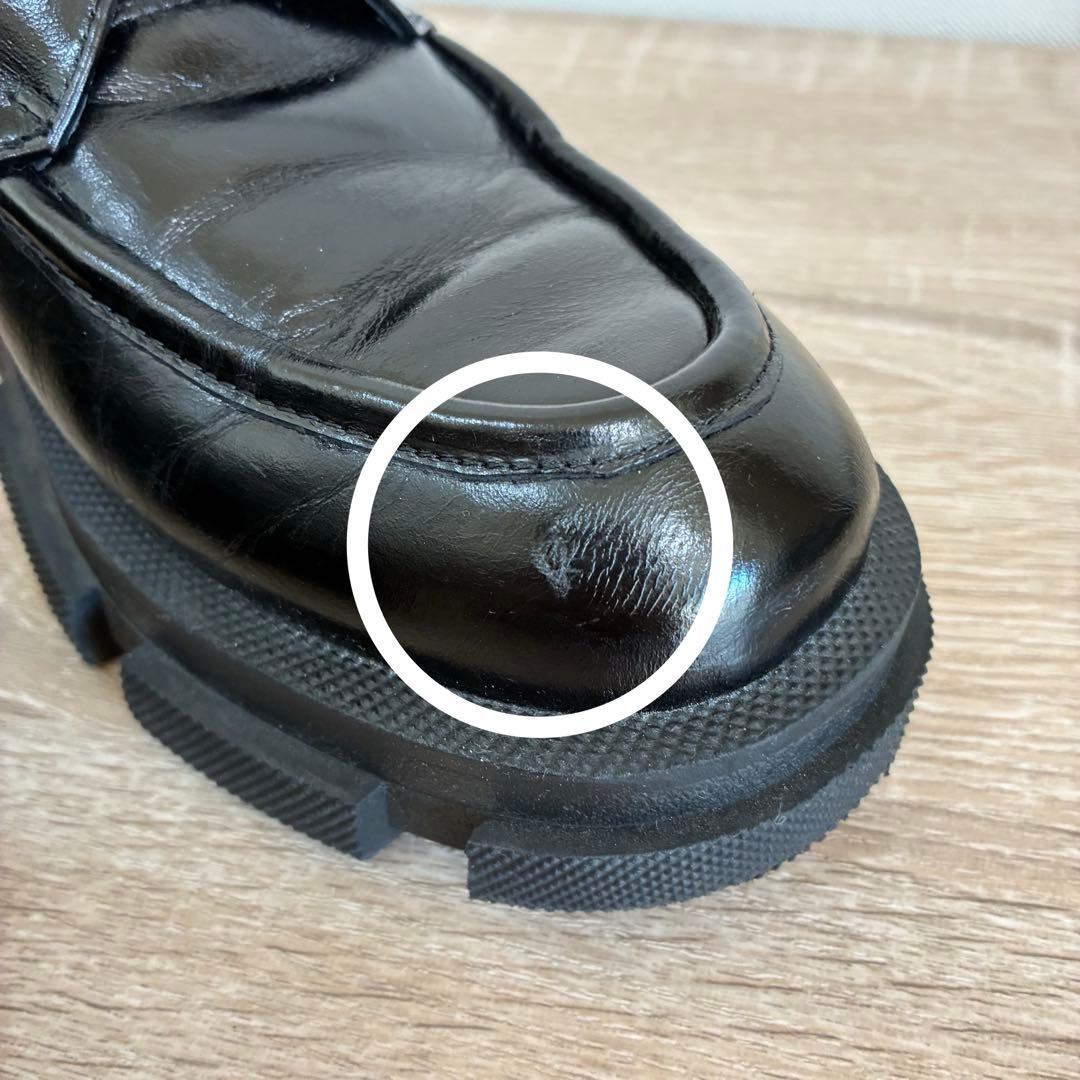 MANA マナ 23.5cm レースアップ ローファー 厚底 ブラック