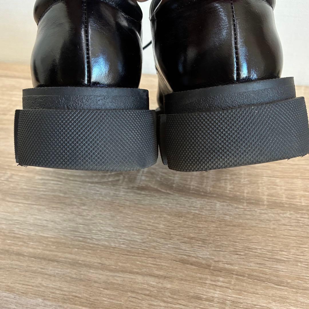 MANA マナ 23.5cm レースアップ ローファー 厚底 ブラック