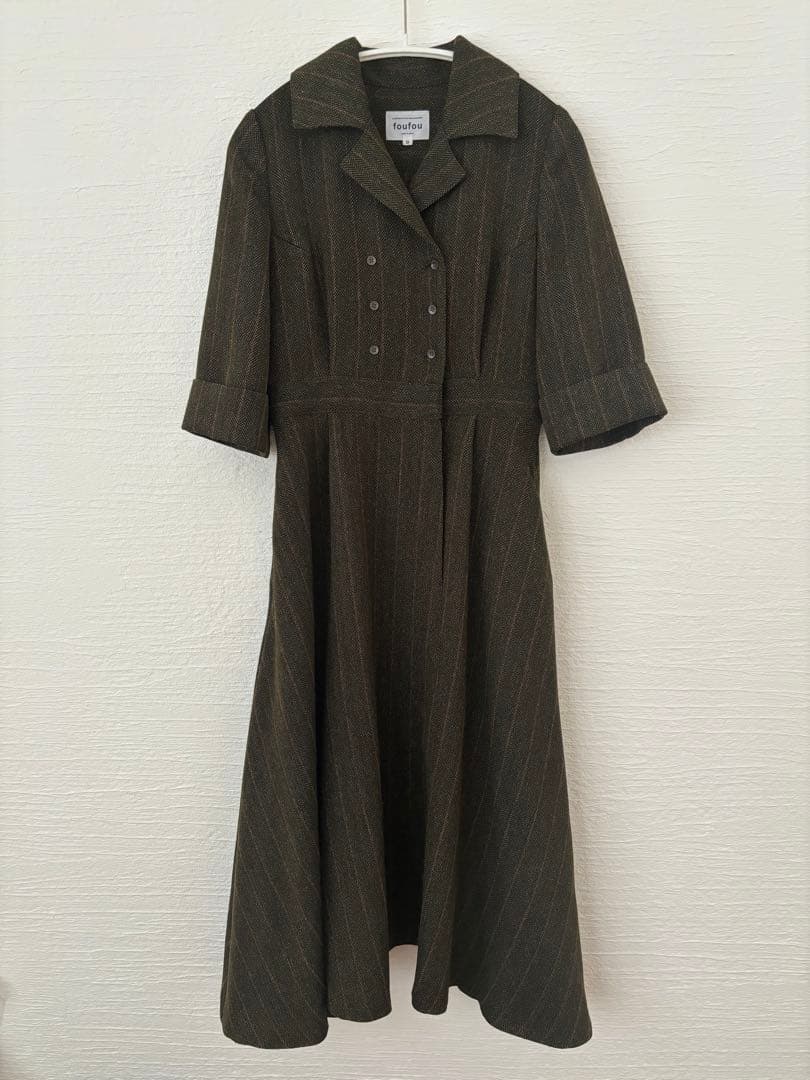 foufou オープンカラーヘリンボーンワンピース S - メルカリ