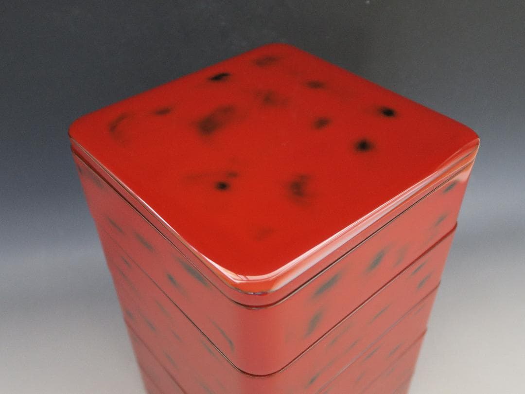 輪島塗】根来研出 五段重 堅牢優美 徳野漆器店 朱塗 蓋二枚付 天然木