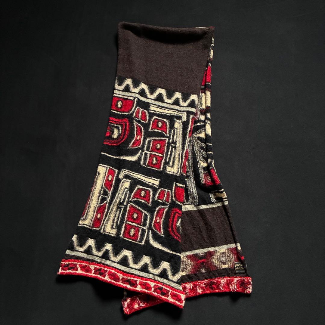 KAPITAL 幾何学模様 Wool Stole 縮絨ウールマフラー アフリカ？ KAPITAL 幾何学模様 Wool Stole 縮絨ウールマフラー アフリカ