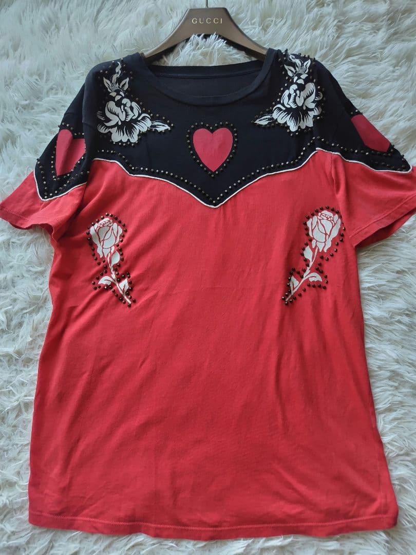 GUCCI ウエスタンバイカラースタッズTシャツ ミケーレ ハート バラ