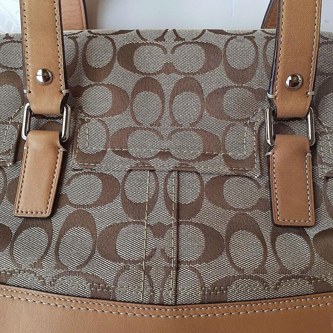 極美品】COACH トートバッグ ターンロック シグネチャー ベージュ 未