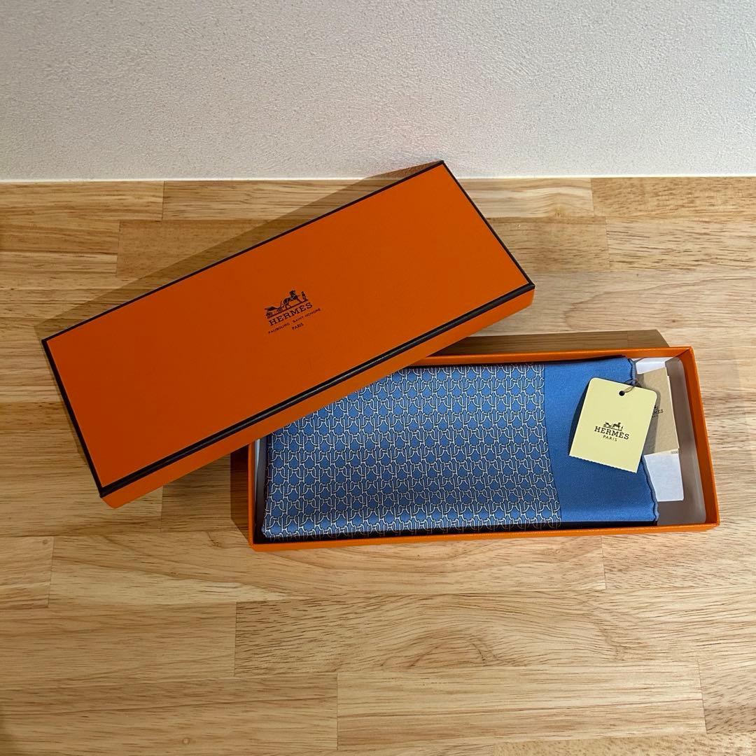 HERMES エルメス ポケットチーフ ブルー 未使用品 - メルカリ