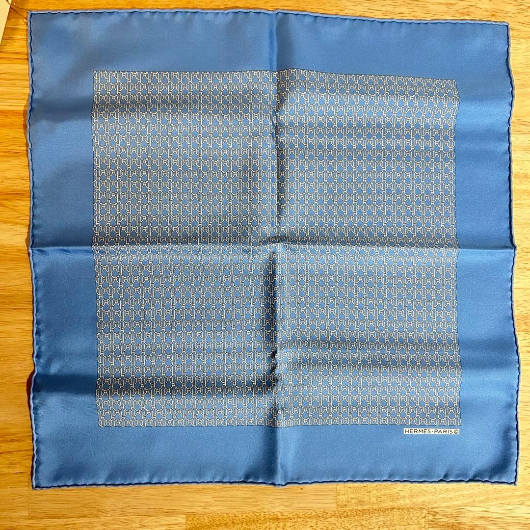 HERMES エルメス ポケットチーフ ブルー 未使用品 - メルカリ