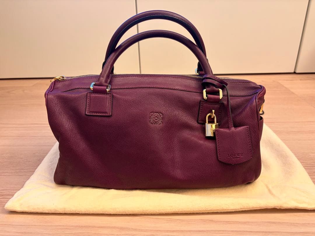LOEWE】ハンドバッグ レザー パープル 保存袋・鍵付き - メルカリ
