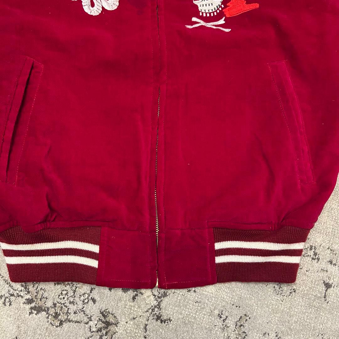 90S 別珍 SHOOT ONE ドクロ刺繍 スカジャン Мサイズ 赤 - メルカリ