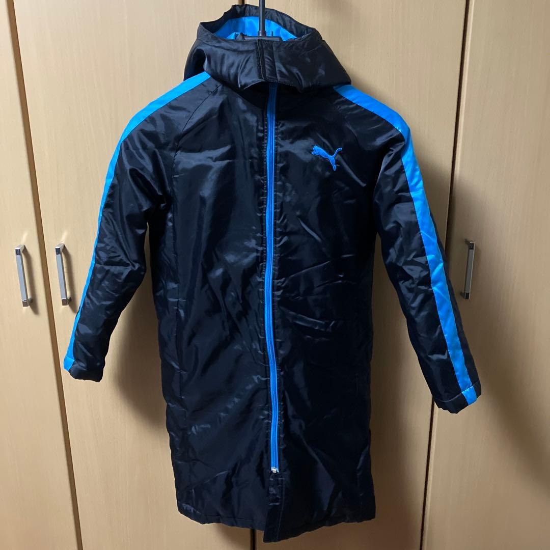 PUMA フード付きベンチコート 黒/青 140㎝ - メルカリ