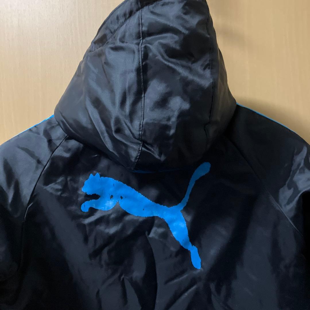 PUMA フード付きベンチコート 黒/青 140㎝ - メルカリ