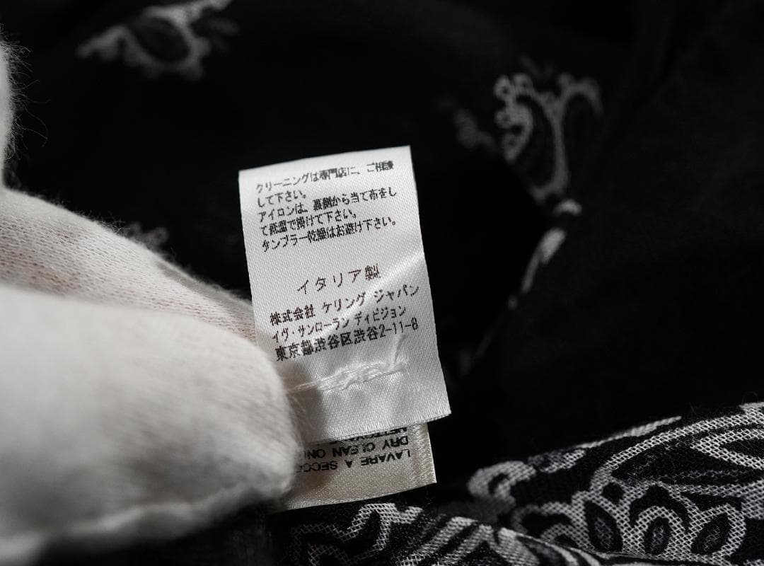 2014 エディ期 サンローランパリ バンダナ カシミア シルク スカーフ