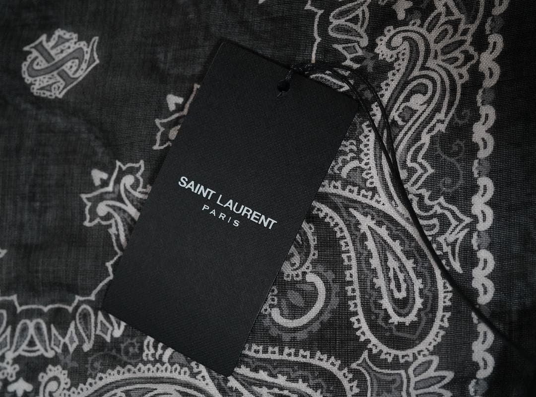 2014 エディ期 サンローランパリ バンダナ カシミア シルク スカーフ