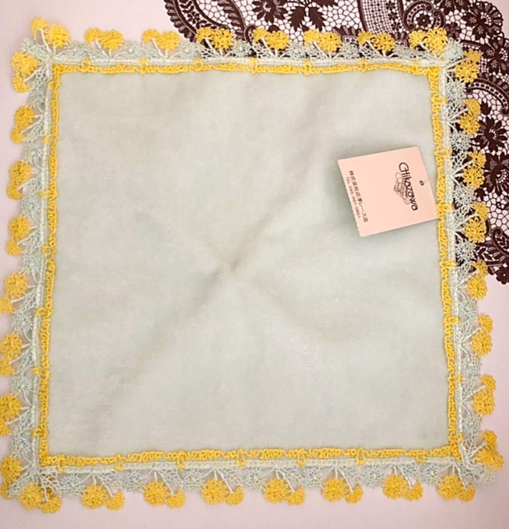 新品未使用】近沢レース ／ タオルハンカチ 「たんぽぽ」グリーン