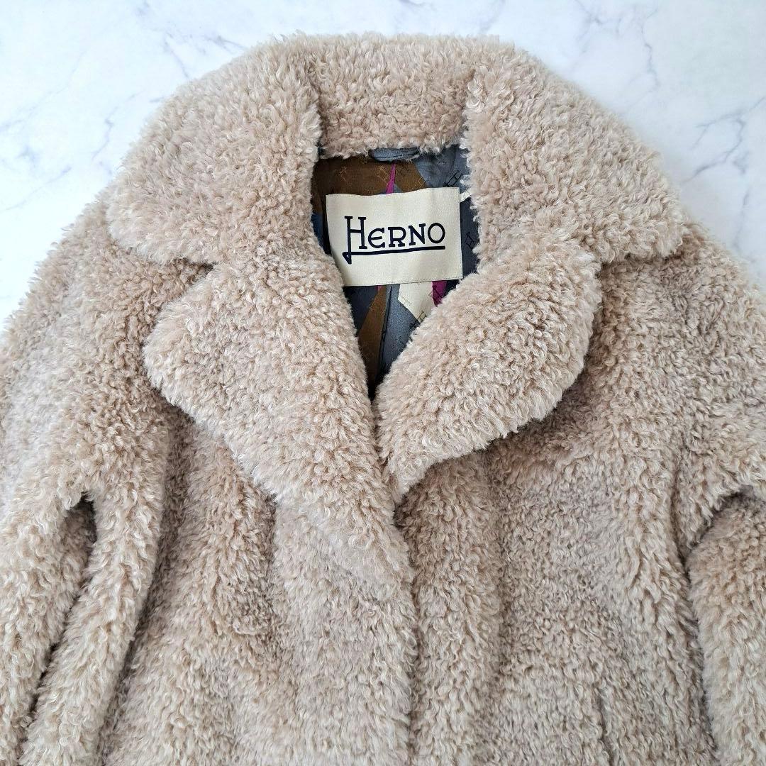 未使用級極美品☆ HERNO 2022年 ボア エコファー カーリーコート 40