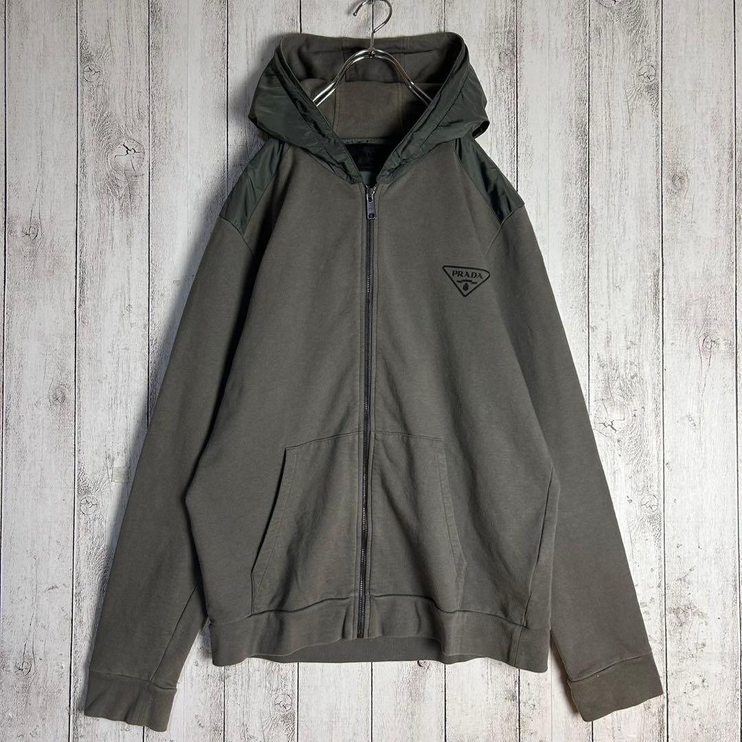 5964【希少XXLサイズ】プラダ‪☆三角ロゴ入りジップパーカー ナイロン‬