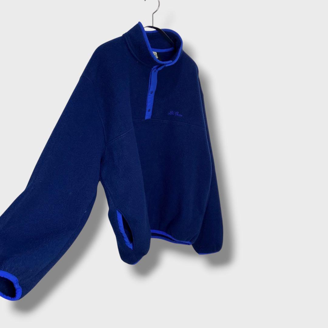 L.L.Bean☆ハーフスナップフリース☆90s☆筆記体ロゴ☆紺☆L相当