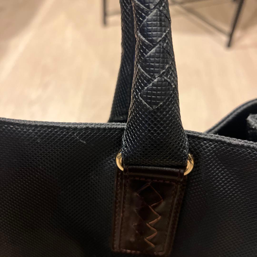 ボッテガべネタ 黒 ナイロン トートバッグ 編み込みハンドル - メルカリ