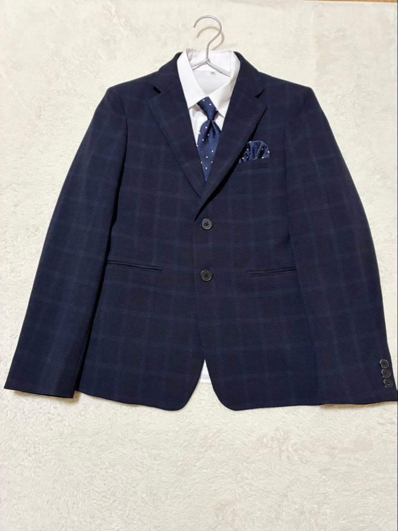 ワンダーファクトリー フォーマルスーツ 5点セット 濃紺 ストライプ