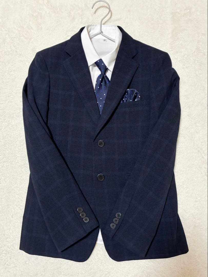 ワンダーファクトリー フォーマルスーツ 5点セット 濃紺 ストライプ