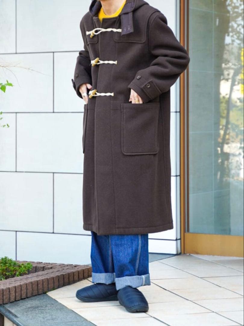 【美品】LENOウールカシミヤメルトンダッフルコート（ブラウン） カシミヤ混 中古・古着通販】leno (リノ) ウールカシミヤダッフルコート ブラウン