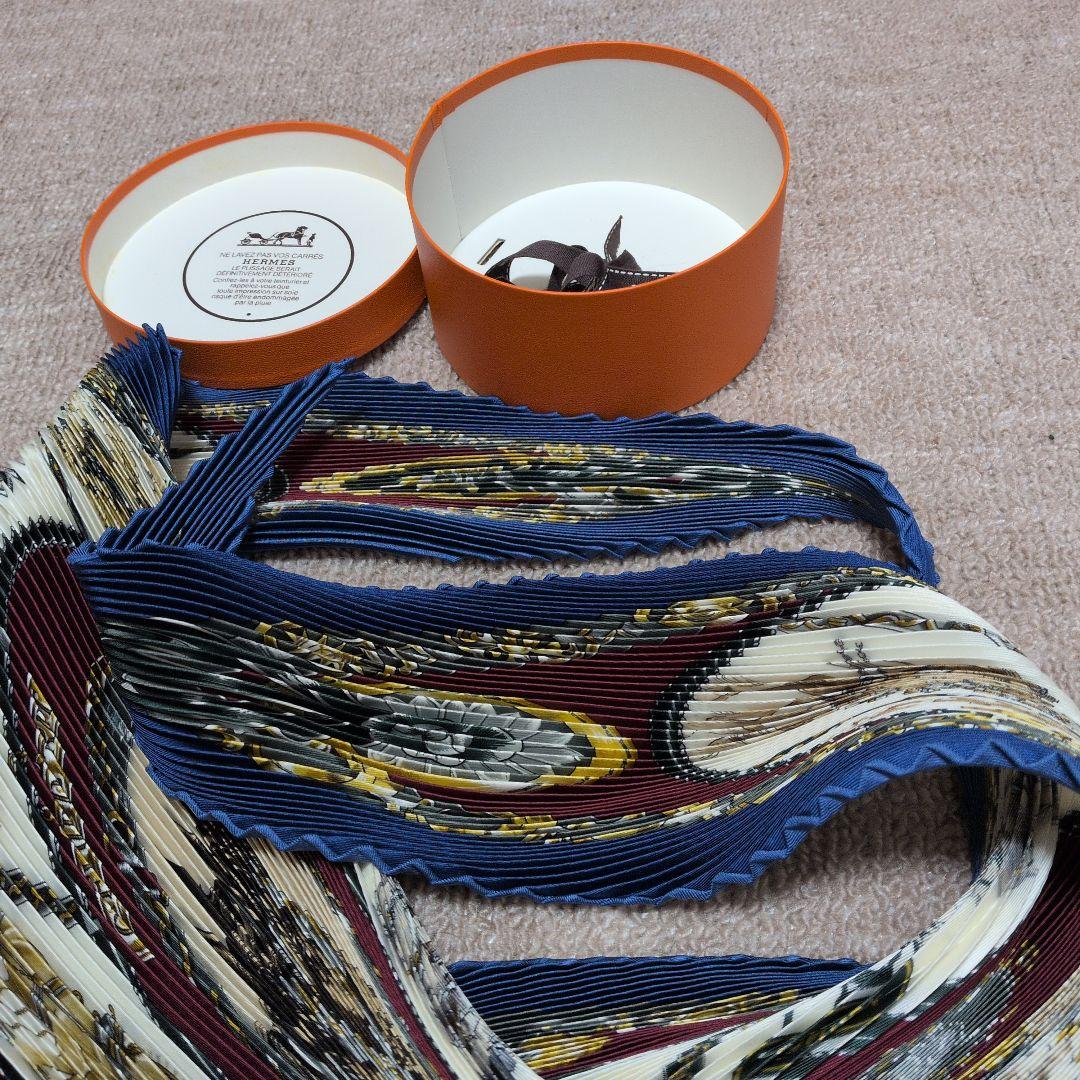 HERMES プリーツスカーフ マルチカラー