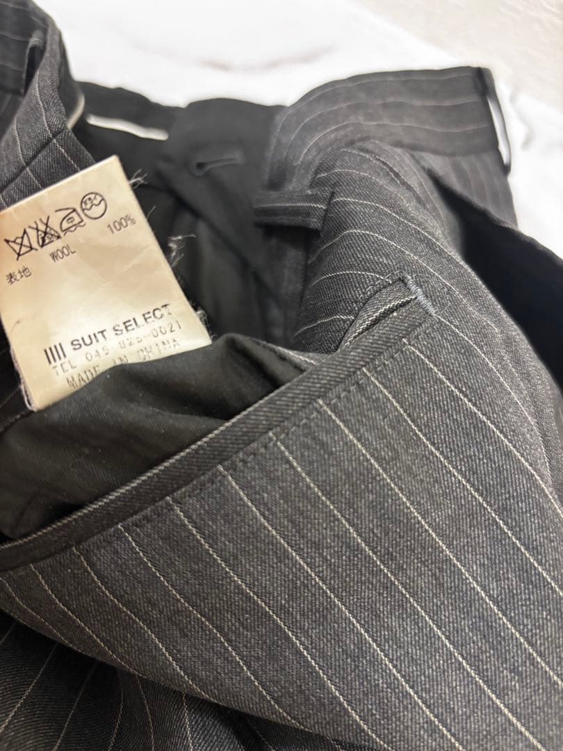 美品 スーツセレクト スーツセットアップ グレー A5 ストライプ - メルカリ