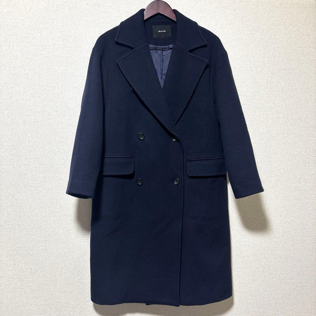 超美品✳︎アルアバイル マンテコ二重織ダブルブレストコート ネイビー1✳︎チェスター allureville（アルアバイル）の「二重織ダブルブレストコート