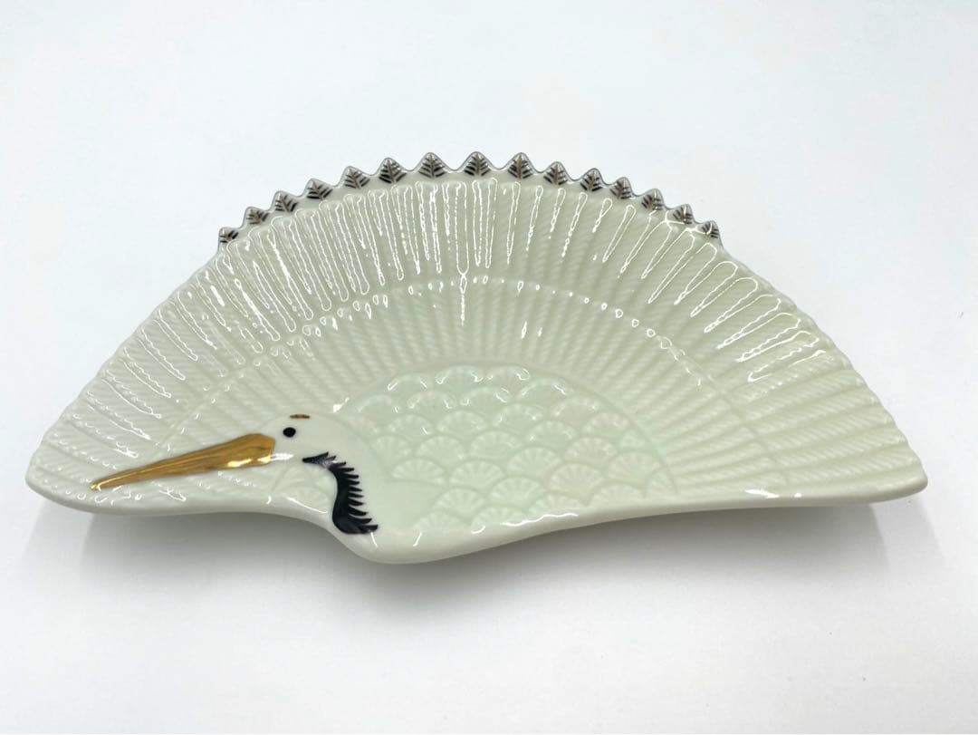 ☆希少なお品☆】【新品】有田焼伯父山窯 錦アイボリー釉鶴形盛皿 25cm