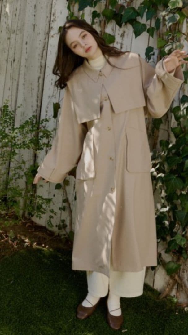 OLUN☆ロングトレンチコート Sサイズ ブラウン きりまる オルン - メルカリ