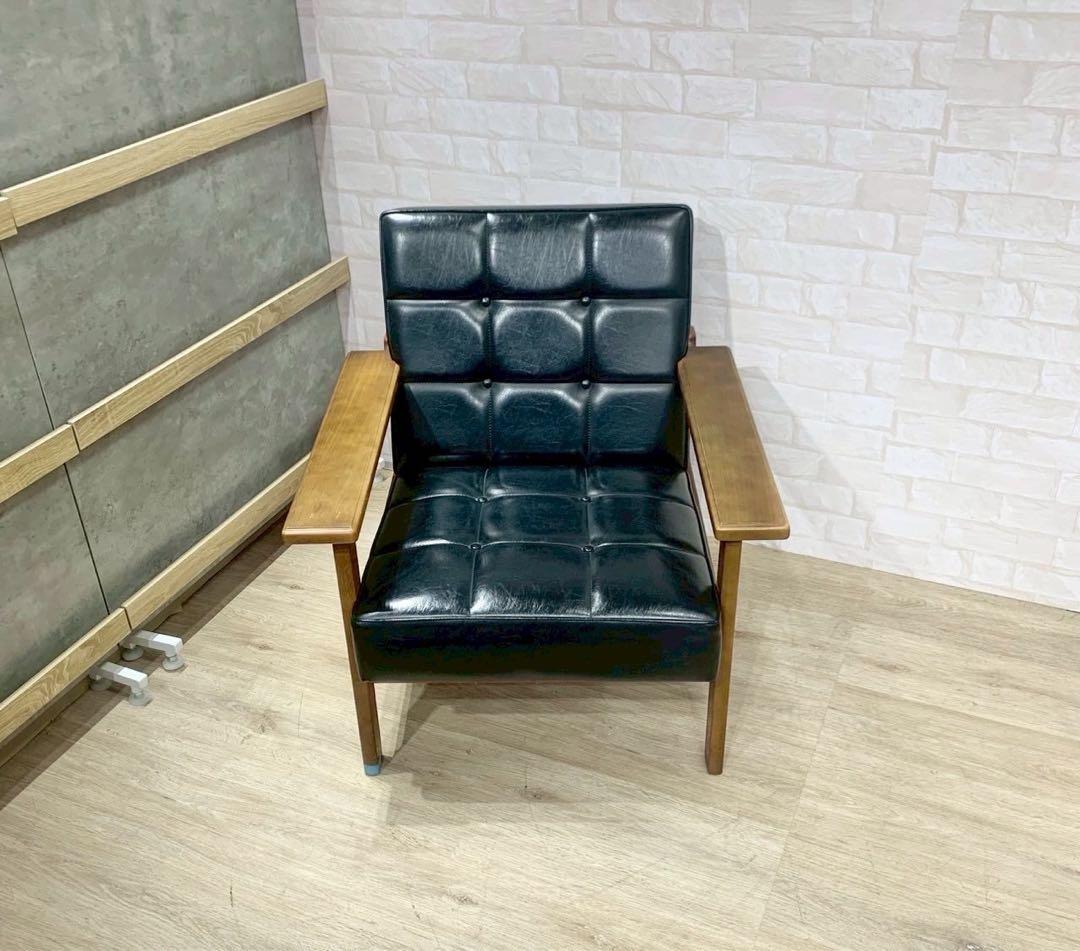 カリモク Kチェア レトロ ヴィンテージ 1シーター シングルソファ ソファ② カリモク60 Kチェア 1シーター・スタンダードブラック | D&DEPARTMENT