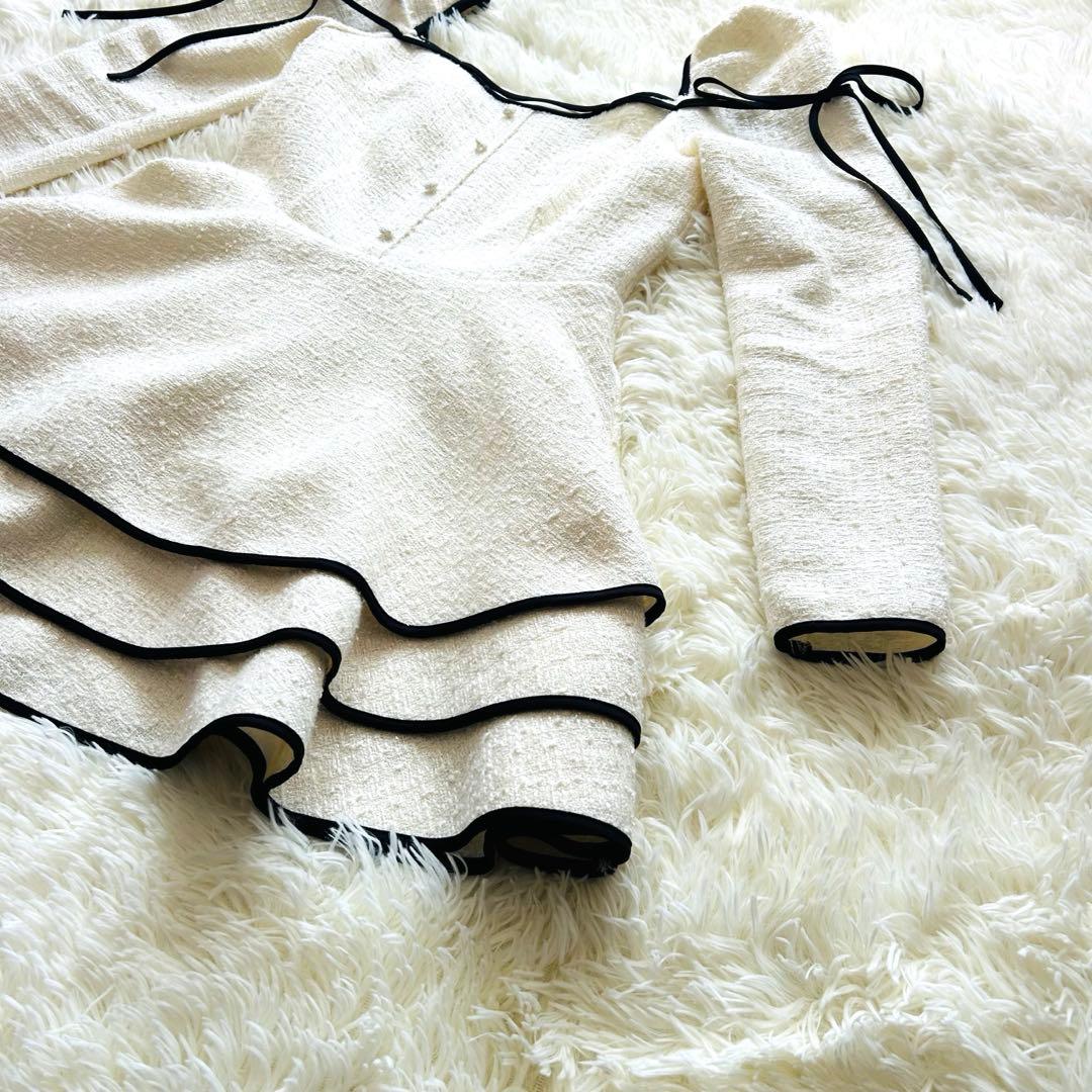 Mme eme Ribbon trim tweed mini onepiece