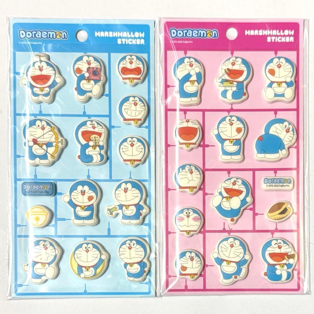 韓国限定】正規品 ドラえもん マシュマロシール 3Dシール 2種セット