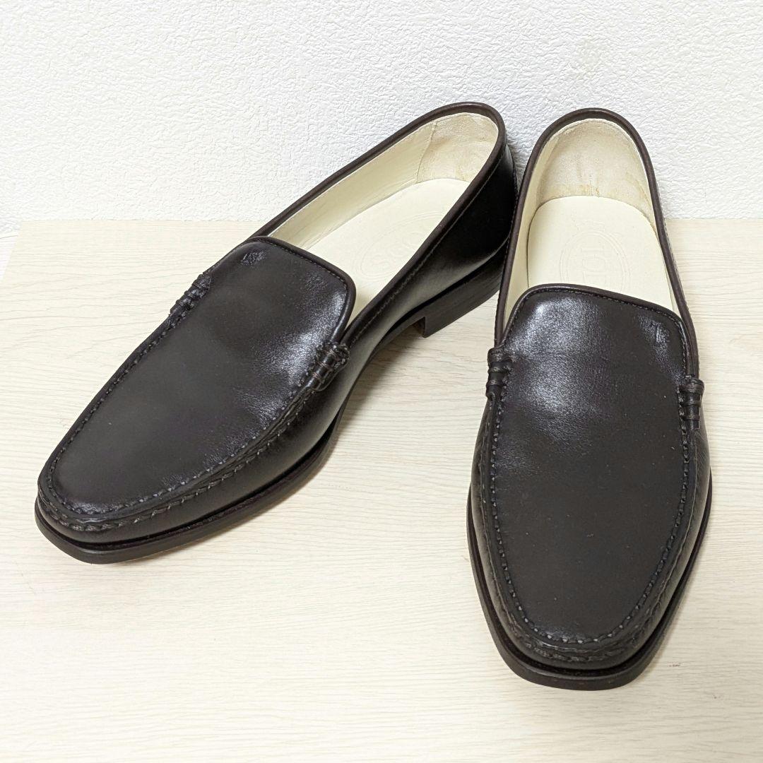 未使用級☆TOD‘S トッズ ローファー 本革 ダークブラウン 37 未使用 TOD'S トッズ Tタイムレス フリンジ ローファー シューズ