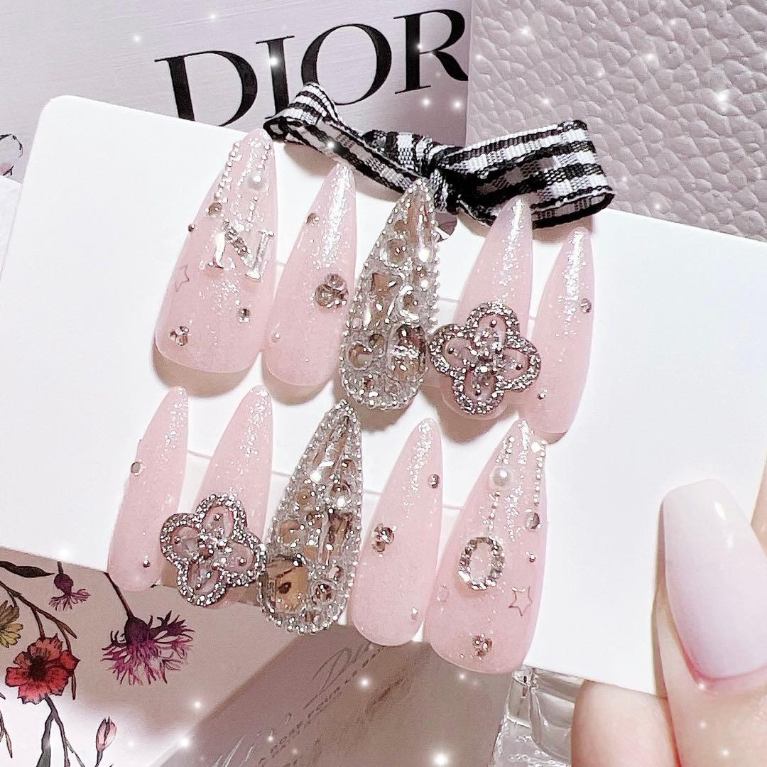 ネイルチップ 量産型 韓国 シンプル ちゅるん ピンクネイル スナ系