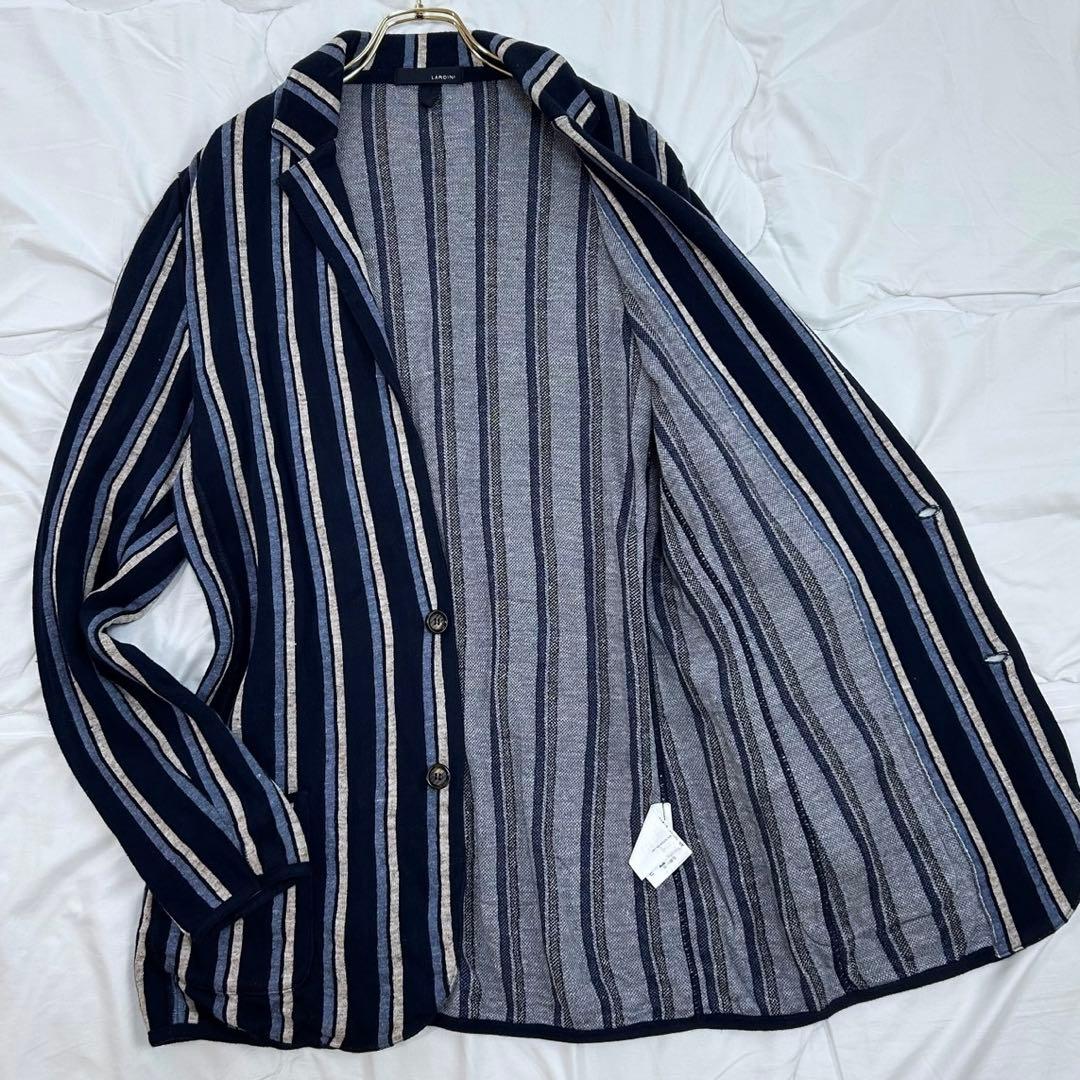 LARDINI ラルディーニ ストライプ リネン混 テーラードジャケット L