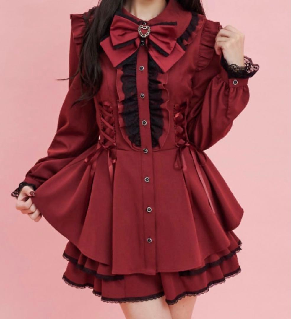 シークレットハニー シーハニ サイドヘムセットアップ ワインレッド