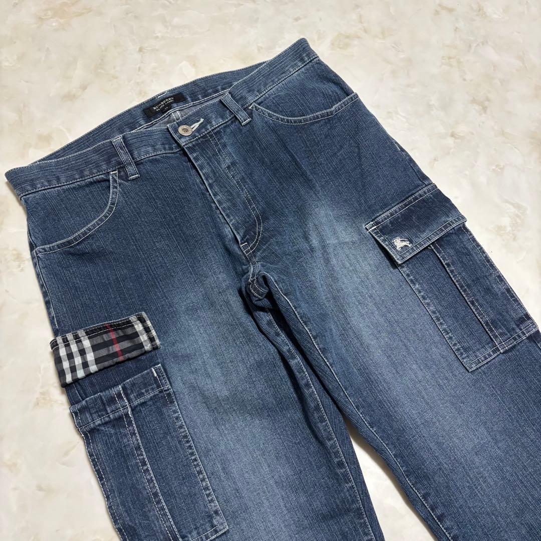 バーバリーブラックレーベル デニムパンツ 76 ホースロゴ チェック